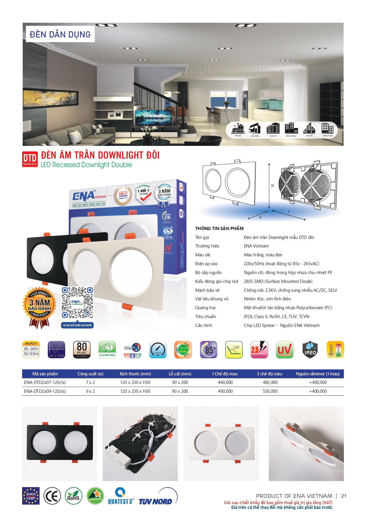 Bảng giá đèn led Ena 2026